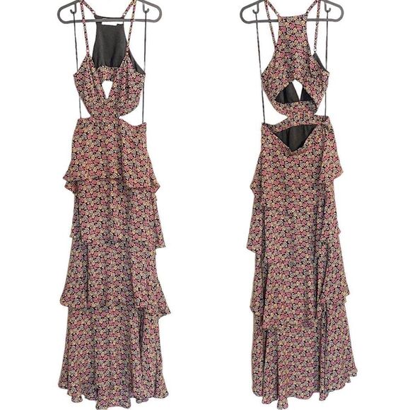 ALC Titus Floral Tiered Open Waist Silk Maxi Dress - Picture 4 of 7